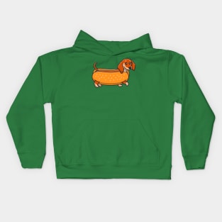 Happy Dachshund in Hotdog Costume Kids Hoodie